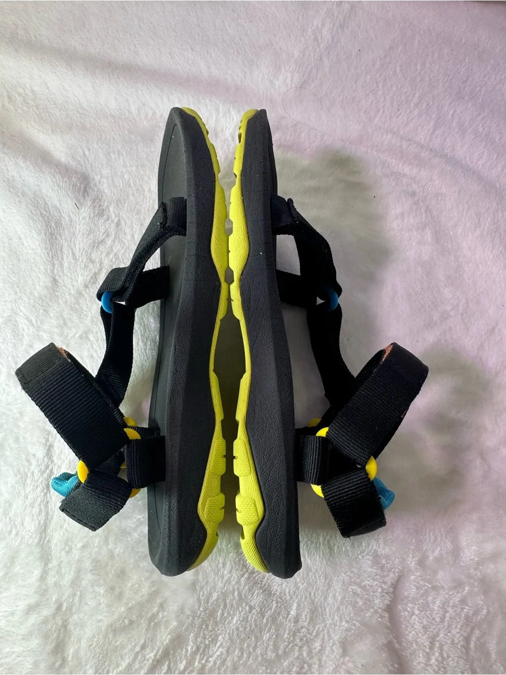 Teva Kids Black Sandals with Lime & Blue Accents